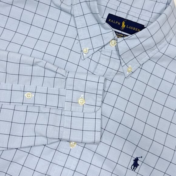 Ralph Lauren Classic Fit Performance Oxford Button Down Shirt Medium Blue Window - Picture 1 of 10